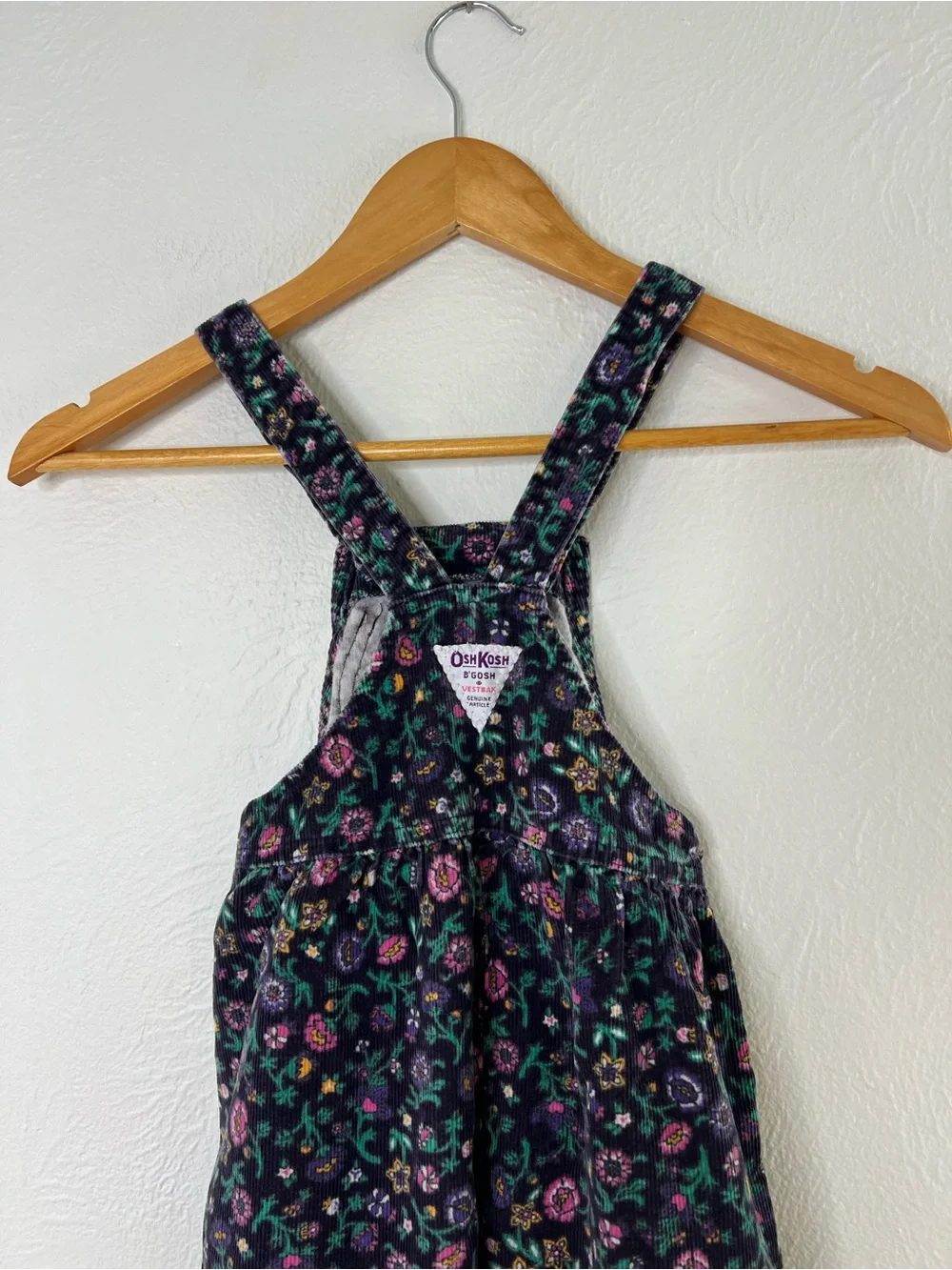Vintage 80s 90s Oshkosh B’gosh Floral Corduroy Overalls size 6